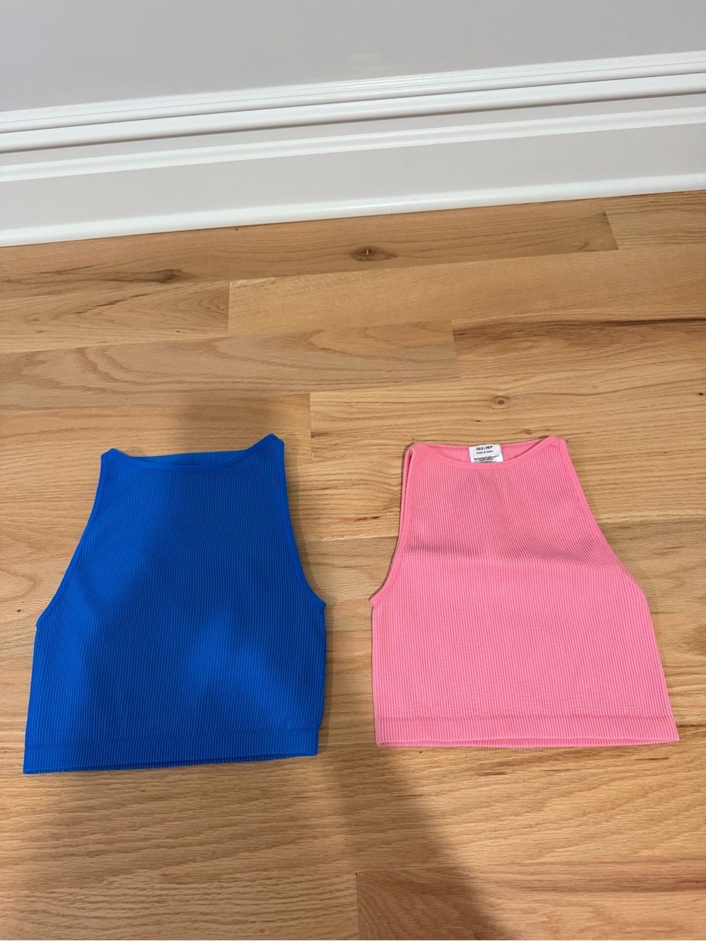 Cotton On Ribbed Tank Pair - Blue & Pink